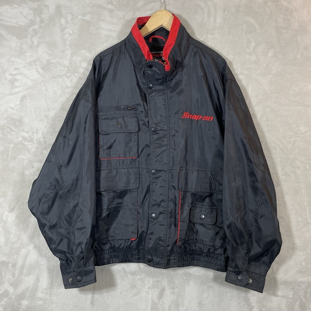Vtg Snap-on Tool Jacket Men XL Utility Cargo Mechanic Bomber Biker Nylon Y2K 90s